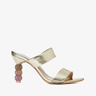 mayra champagne satin rhinestone ankle strap heels