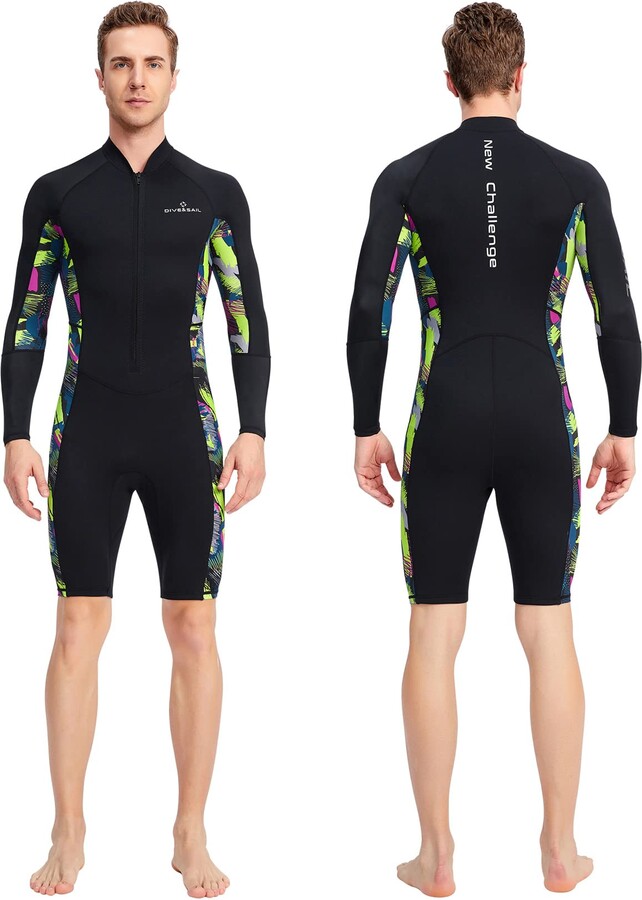 AIEOE Short Wetsuit Men Front Zip Wetsuits Sun Protection Swimsuit 1