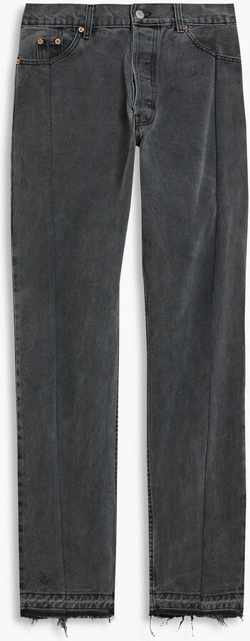 EB Denim Unraveled distressed high-rise straight-leg jeans
