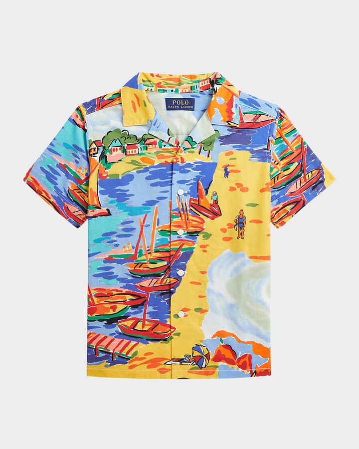 Ralph Lauren Kids Boy's Italian Riviera-Printed Button Down Shirt, Size 2-7