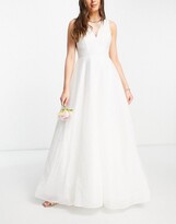 Thumbnail for your product : Y.A.S Bridal maxi dress with textured tulle skirt and v back in white