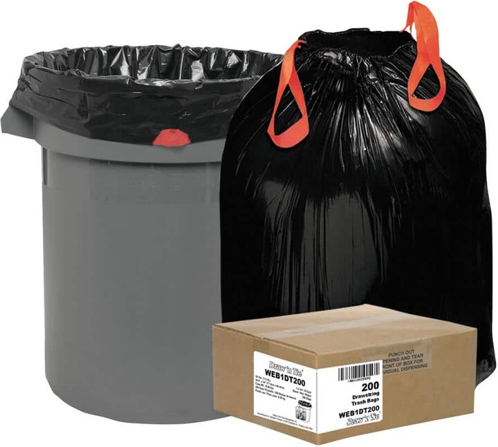 DRAW 'N TIE 30 Gal. 1.2 mil 30.5 in. x 33 in. Heavy-Duty Black Trash Bags (25-Bags/Roll, 8-Rolls/Box)
