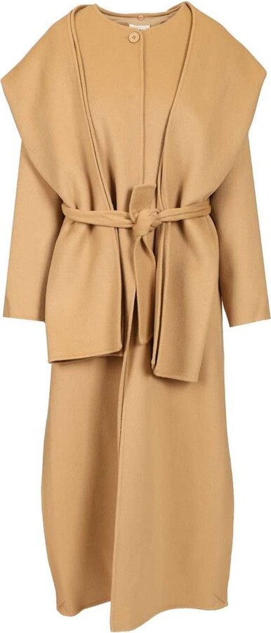 P.A.R.O.S.H. Scarf Detailed Belted Crewneck Coat