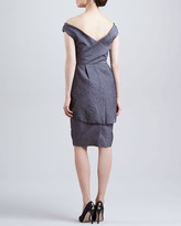 Thumbnail for your product : Lela Rose Off-the-Shoulder Flounce Dress, Charcoal