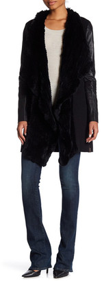 Rudsak Wool Blend Genuine Rabbit Fur Trim Coat
