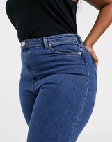 Thumbnail for your product : ASOS DESIGN Curve recycled high rise farleigh 'slim' mom jeans in mid wash blue