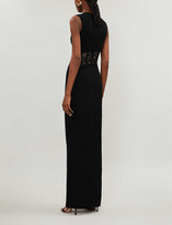 Thumbnail for your product : Rasario Strapless lace-insert crepe gown