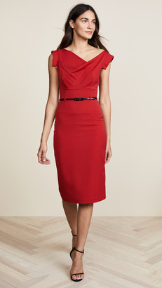 black dress with red belt