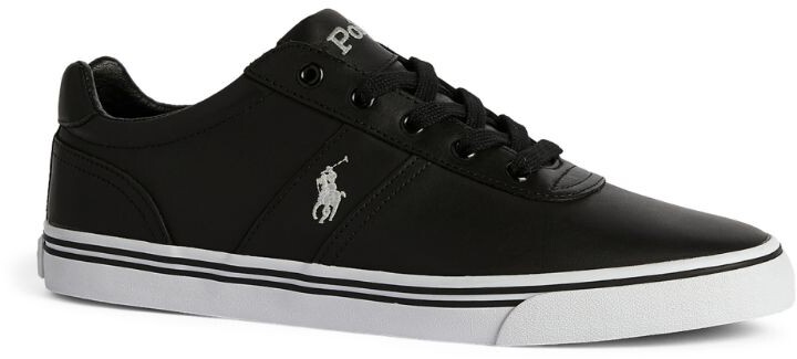 polo ralph lauren hanford leather trainers in black