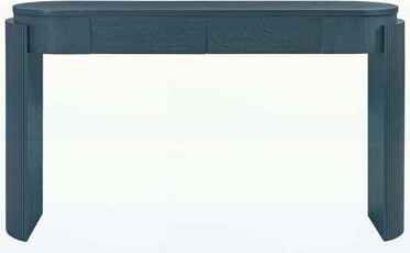 Latitude Run Chic Design Entryway Table with Fluted DesignOval Topand 2 Drawers for Modern Living
