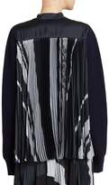 Thumbnail for your product : Sacai Pleated Ribbed Wool Cardigan