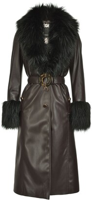 Pinko Fur-Panelled Faux Leather Coat - ShopStyle