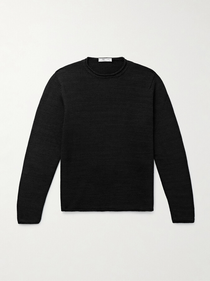 Inis Meáin Wool and Linen-Blend Sweater ShopStyle Crewneck Knitwear