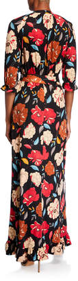 Melissa Masse Floral Brushed Luxe Jersey Long Dress with Belt