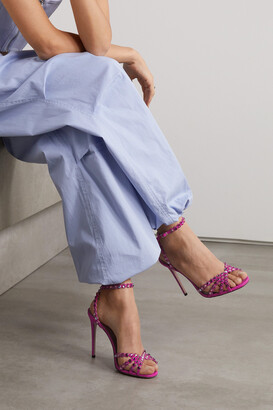 Aquazzura Tequila 105 Crystal-embellished Suede Sandals Pink