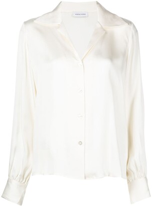 Anine Bing Mylah spread-collar silk shirt