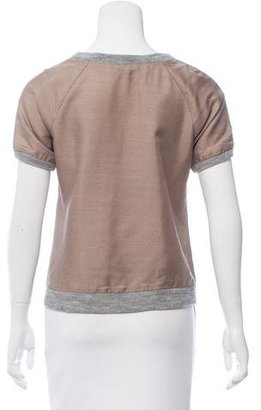 Loeffler Randall Short Sleeve Silk Top