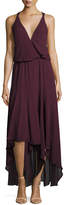 Thumbnail for your product : Haute Hippie Silk Chiffon Strappy High-Low Dress, Plum