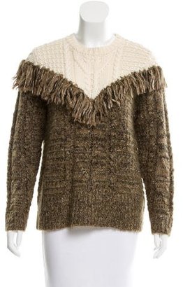 Thakoon Fringe-Trimmed Colorblock Sweater