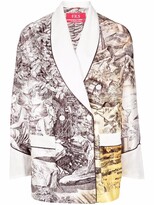 Thumbnail for your product : F.R.S For Restless Sleepers Illustration-Print Double-Breasted Silk Jacket