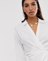 Thumbnail for your product : ASOS DESIGN twist collar wrap casual mini dress