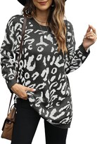 Thumbnail for your product : Bofell Winter Sweaters for Women Leopard Print Tops Long Sweaters for Leggings Oversized XL