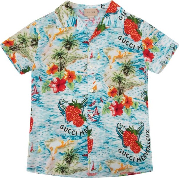 Gucci Children Strawberry Smoothie Printed Shirt ShopStyle