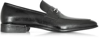 Moreschi Santiago Black Signature Buffalo Leather Loafer Shoe w/Rubber Sole