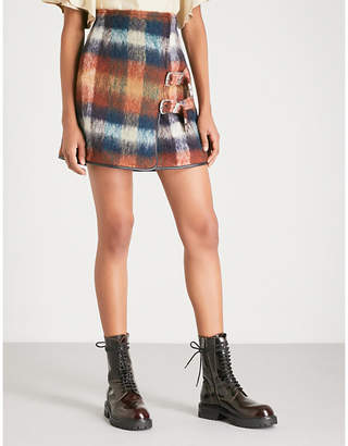 Toga Checked wool and mohair-blend mini skirt