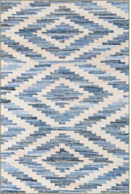 Hokku Designs Ice Blue Triangle Geometric Decorative and Washable Area Rug