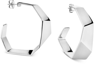 Calvin Klein Origami Hoop Earrings in Silver-Tone - ShopStyle