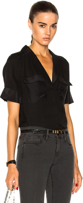 Frame Denim Mixed Shawl Collar Shirt