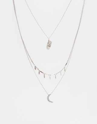 ASOS Moon Multi Row Choker Necklace - Antique silver