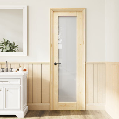 ARK DESIGN Interior Frosted Glass Door Slab Pine Solid Wood Pantry Standard Door For Sliding Closet Door