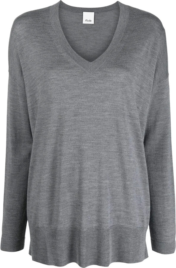 Allude fine-knit V-neck jumper