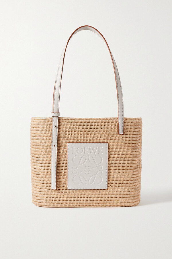 Loewe + Paula's Ibiza Small Leather-trimmed Woven Raffia Tote - White -  ShopStyle Beach & Straw Bags