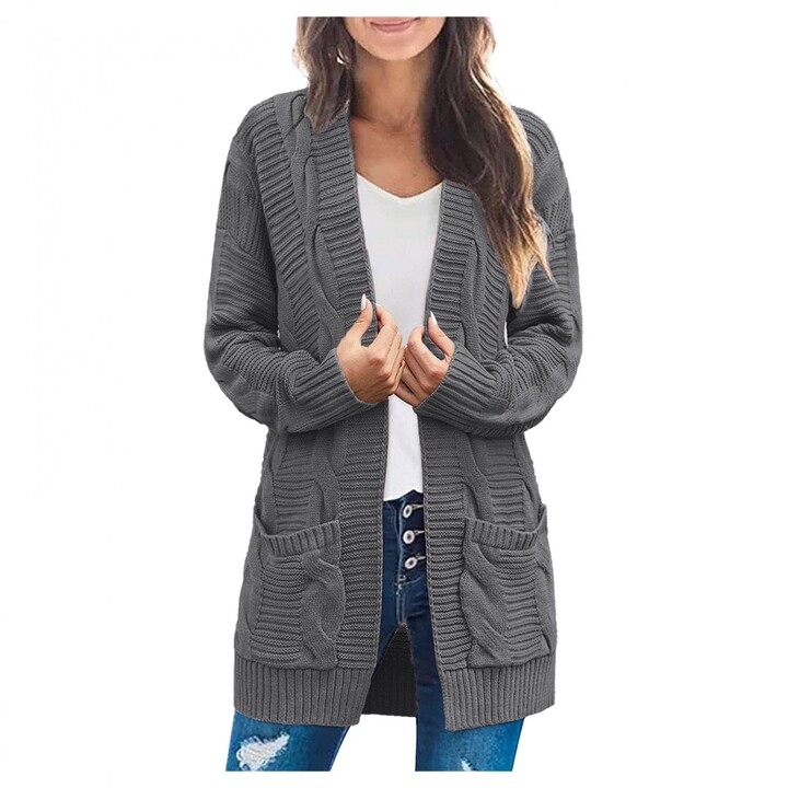 grey open front coat
