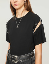 Thumbnail for your product : The Kooples Safety pin-trim cotton-jersey T-shirt