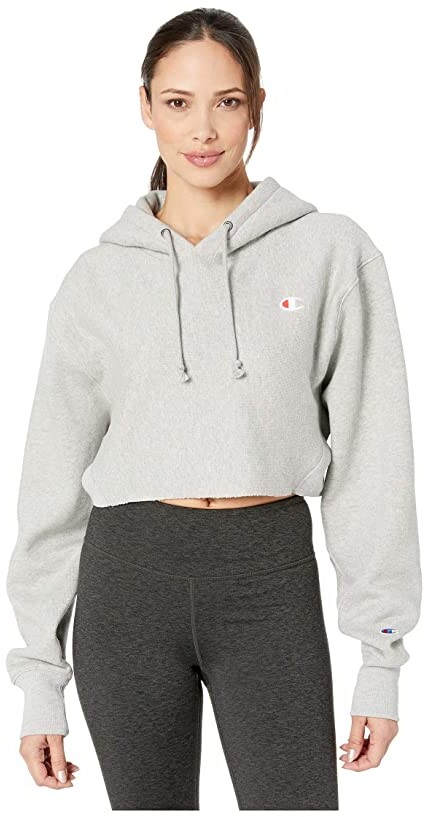 Champion Reverse Weave(r) Cropped Hoodie Fit (Oxford Gray) Women's Clothing  - ShopStyle