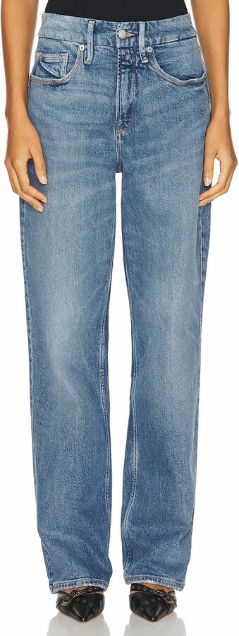 Good American Good 90's Straight Mid Rise Baggy Jean In Blue
