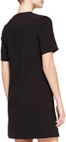 Thumbnail for your product : Lela Rose Short-Sleeve Seamed Tunic Dress, Black