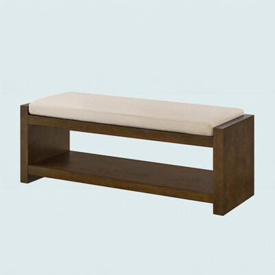 47" Accent Bench With Lower Shelf Shoe Rack, Padded Seating Bench