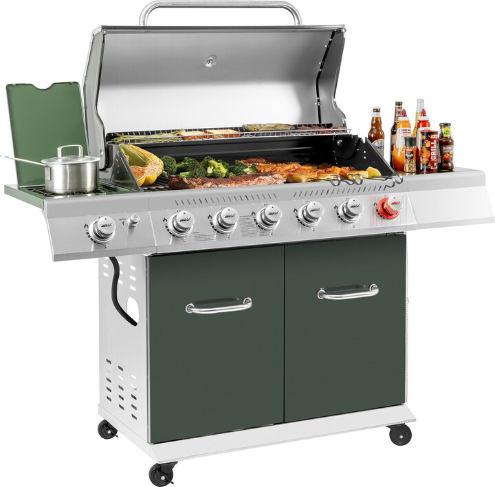 Royal Gourmet GA6402L 6-Burner BBQ Liquid Propane Gas Grill in Olive Green, with Sear Burner and Side Burner
