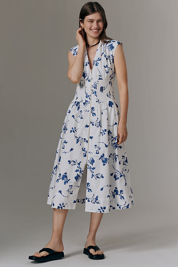 Maeve The Tommie Zip-Front Midi Dress