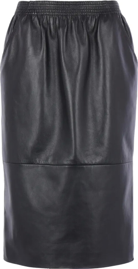Chloé Elasticated Leather Midi Skirt