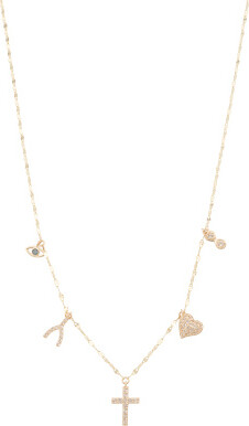 TJMAXX 14Kt Gold Diamond And White Topaz Charm Necklace, Diamond/Gold