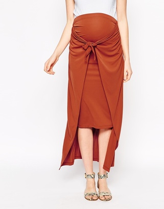 ASOS Maternity Maxi Skirt With Wrap Tie Front