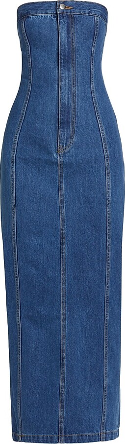 Women's Leopol Denim Strapless Maxi Dress - Indigo Wash - Size XS