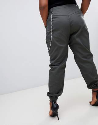 Missguided Plus plus chain detail cargo pants in khaki
