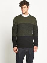 Thumbnail for your product : Goodsouls Mens Knitted Colour Block Crew Neck Jumper